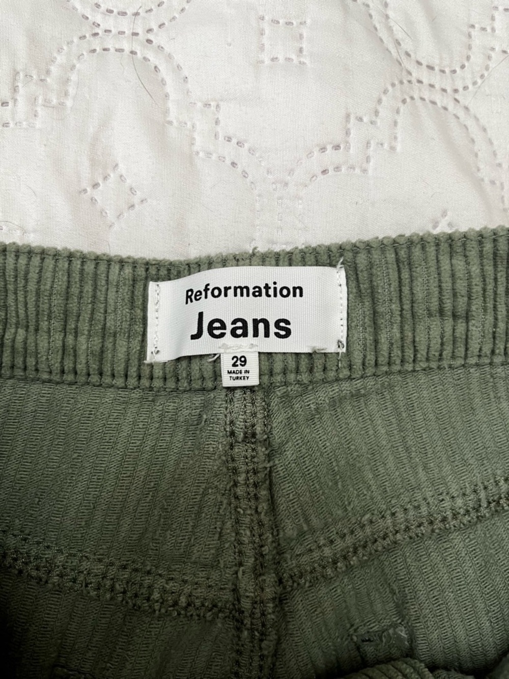 Reformation Cynthia Button Fly High Rise Corduroy Pants - Moss - Size 29 - Picture 9 of 17